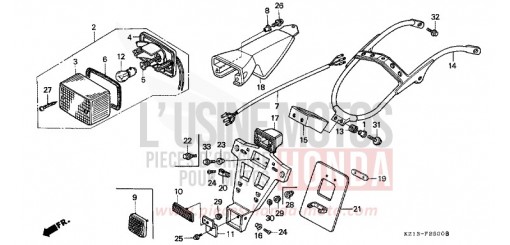 FEU ARRIERE (B/DK/ED/U) XR250RN de 1992